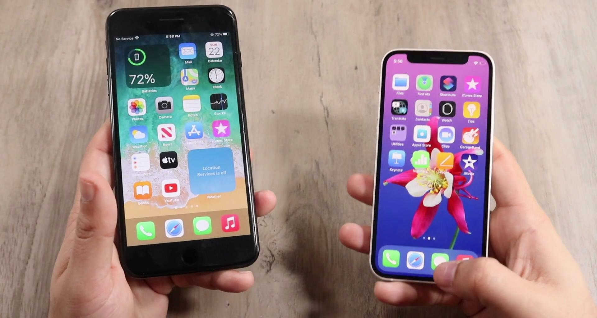 iPhone12mini和iPhone7Plus真机对比