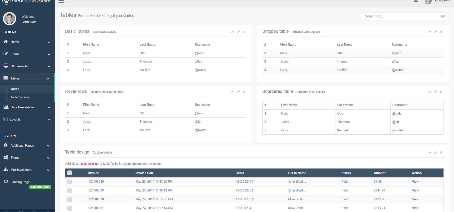 界面美观且友好的前端Bootstrap 3管理模板